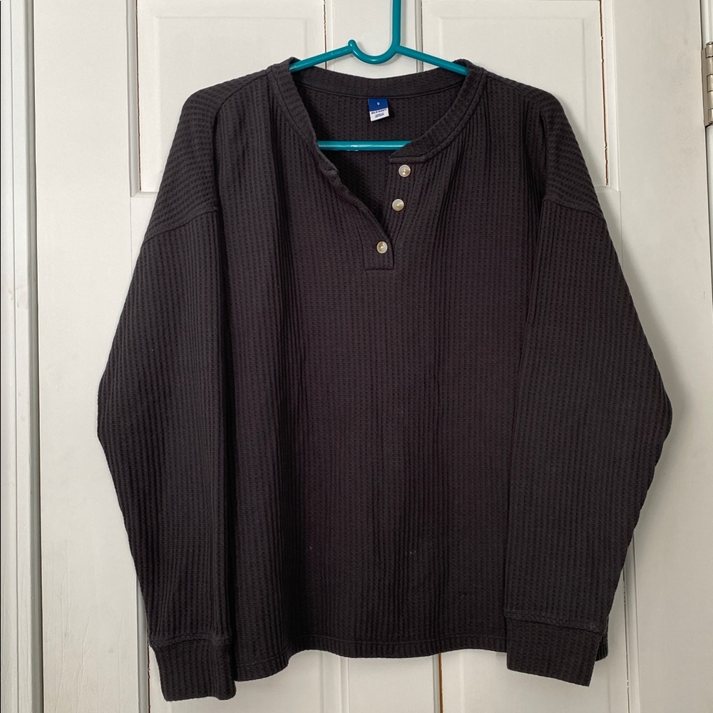 Ladies Gray Waffle Knit Shirt